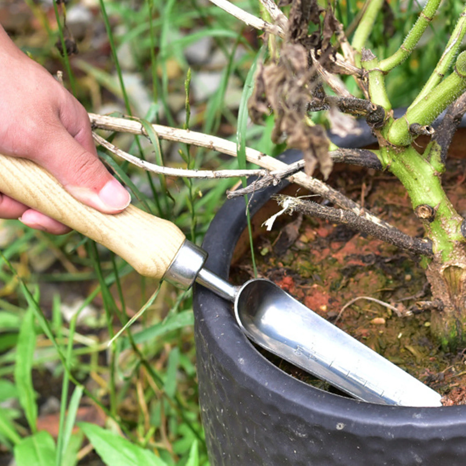 Imagem -04 - Multifuncional Garden Weeding Shovel Hand Dibble Tool Weeder Plantação ao ar Livre Ferramentas em Vasos Domésticos Maduros