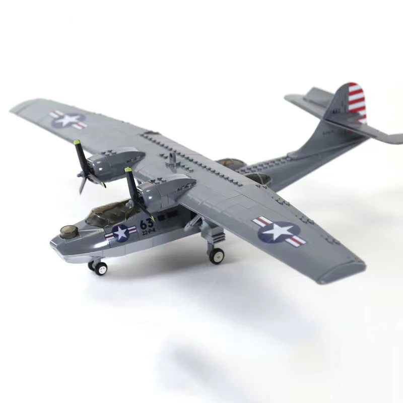 

364Pcs Military Consolidted PBY 5A Catalina Building Blocks Airplane Bricks Army WW2 Aircraft Weapon Plane Children Boy Toys