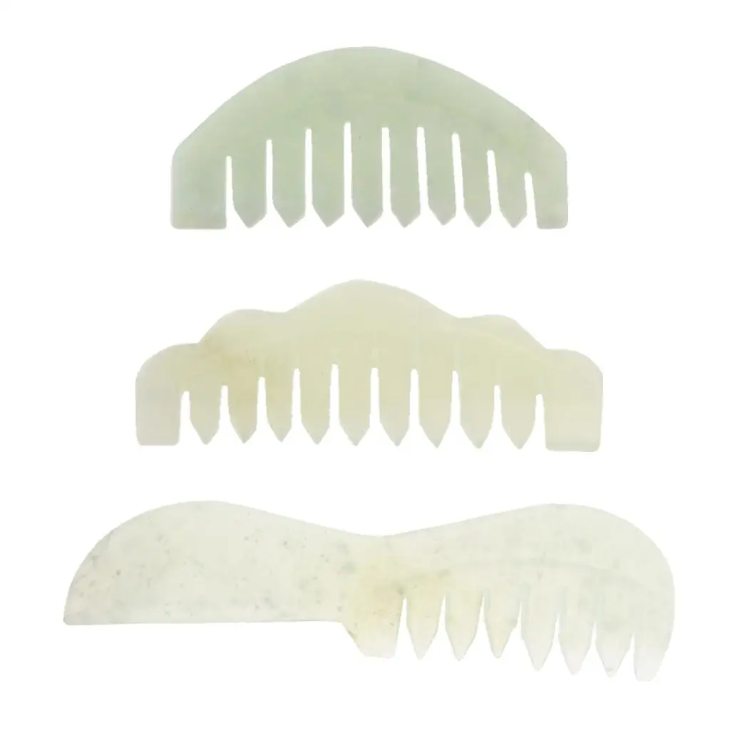 Китайская традиционная натуральная нефритовая массажная расческа Гуа Ша, массажер для кожи головы, релаксация