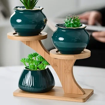 Bamboo Plant Stand For Potted Greenery 3