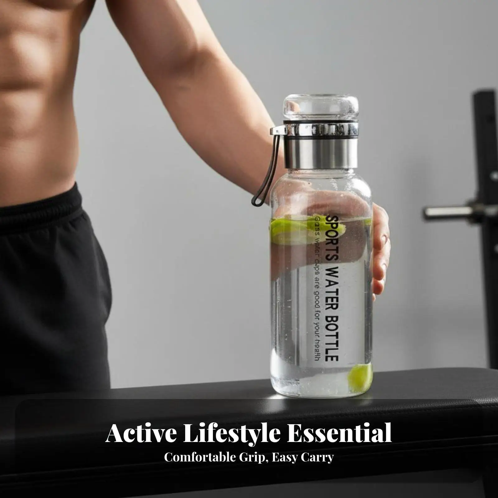 1000ml Glass Sports Bottle Leak Resistant Water Bottle with Removable Tea Infuser for Gym Cycling Outdoor Hydration