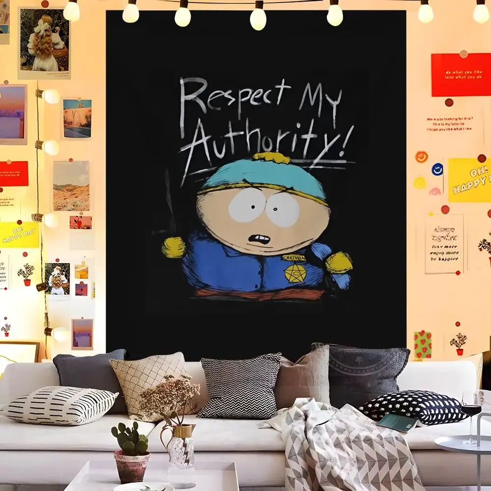 Respect My Authority S-South P-Park Tapestry Microfiber Background Art Decor For Bedroom Bar Garden Outdoor Festival Wall Decor