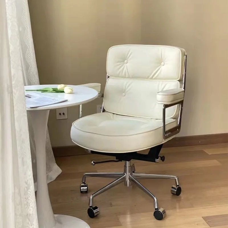 Designer Office Chair Eames Boss Chair Milk White Robin  Lifting Comfortable Turning
