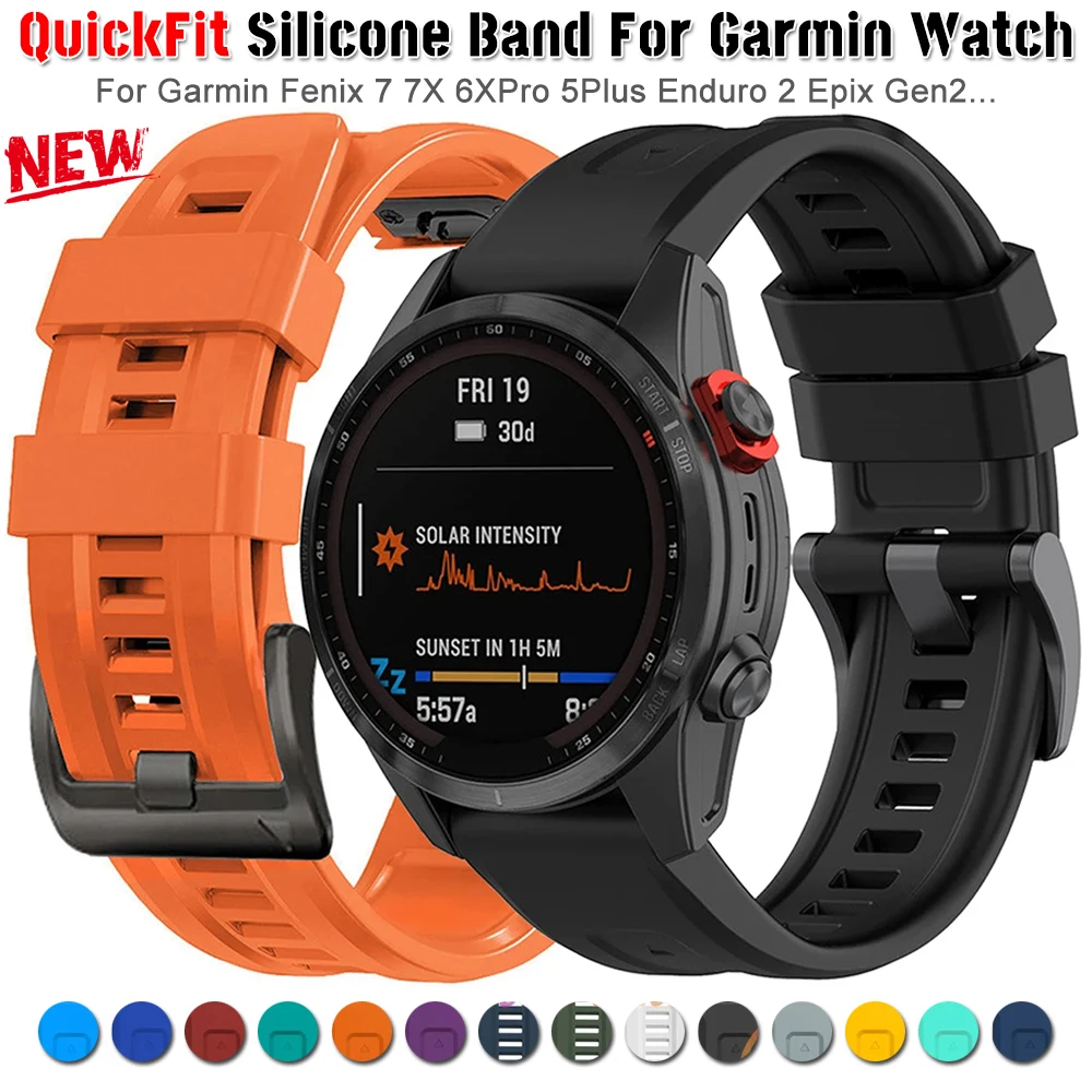 حزام سيليكون QuickFit لساعة Garmin ، سوار ساعة ، سوار لساعة Garmin Fenix 7 ، 7X ، 5Plus ، 6XPro ، Enduro 2 ، Gen 2 ، 22