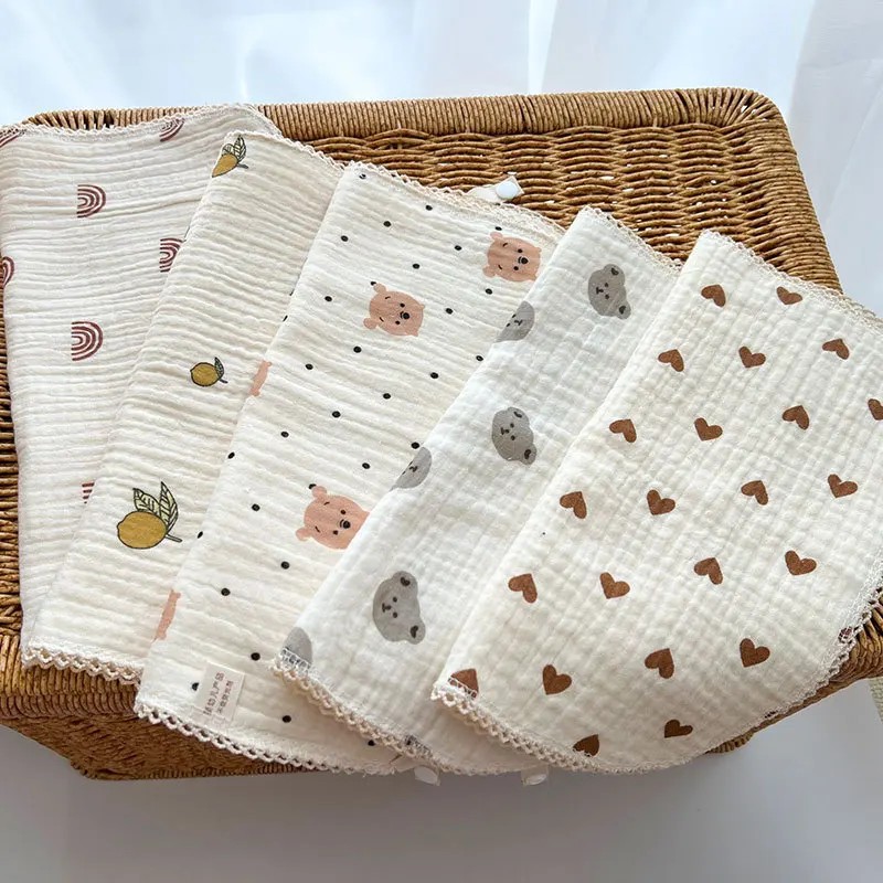 Baby 100%Cotton Handkerchief Square Rainbow Pattern Towel 25x25cm Muslin Cotton Infant Face Towel Wipe Cloth Baby Stuff