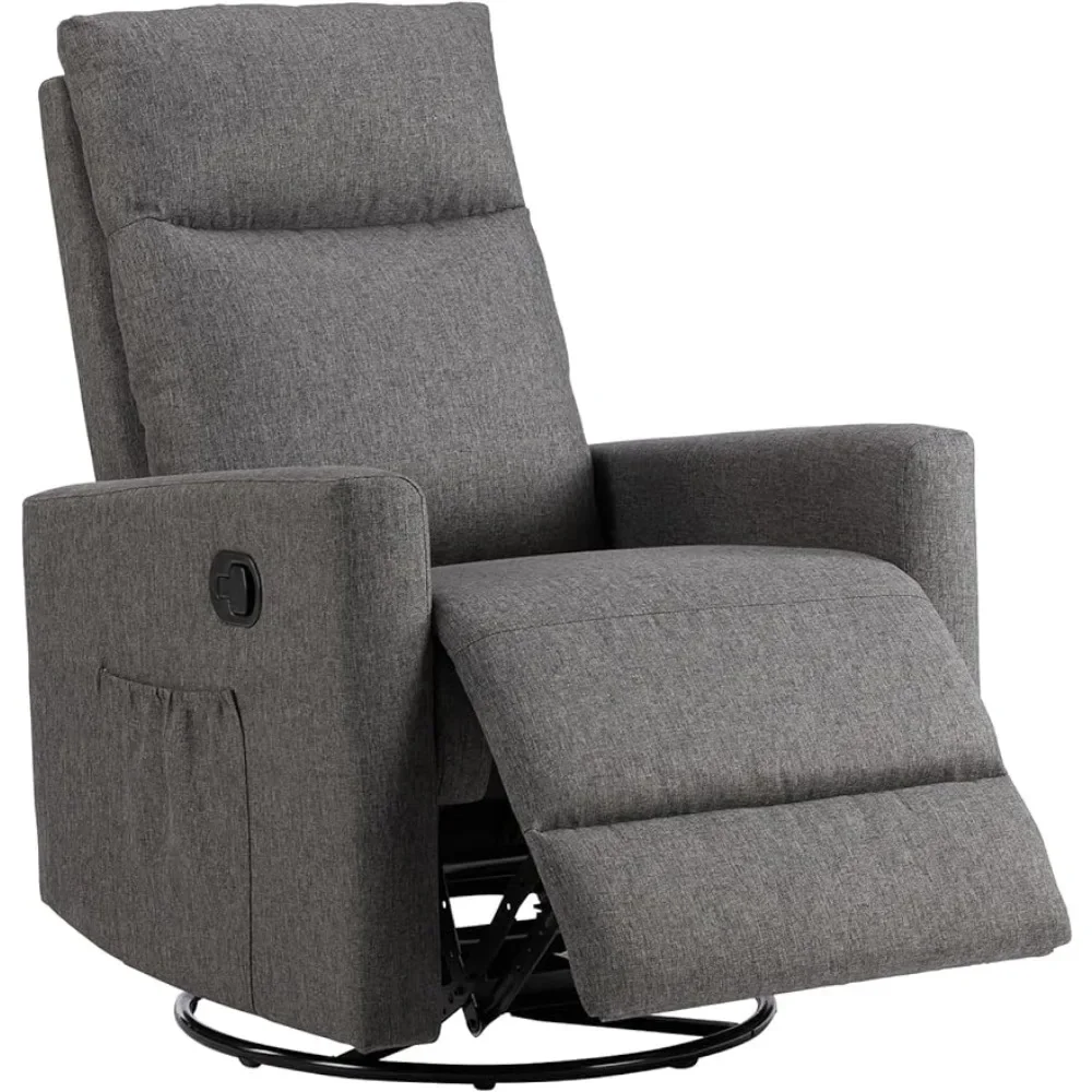 Rocking Chair Nursery Glider Rocker Recliner for Nursery High Back Folding Mattress Upholstered Deep Seat (Grey) Freight Free