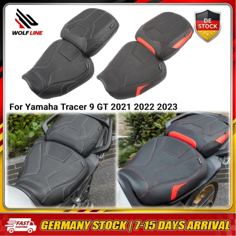 WOLFLINE Kompletter Sitz vorne und hinten für Yamaha Tracer 9 GT 2021 2022 2023, doppelter Sitzkissen für Fahrer und Beifahrer, großartiges Upgrade, verdickter, stoßdämpfender, verschleißfester,