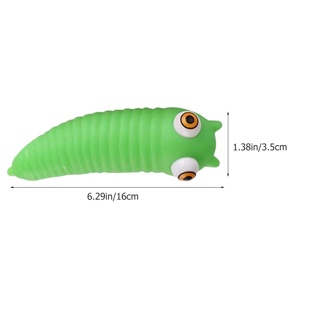 3 pz Decompressione Caterpillar Fidget Verde Spremere Sensoriale Alleviare Lo Stress Riutilizzabile Per Bambini Scrivania Per Adulti Divertimento Popping Occhi Sensoriali