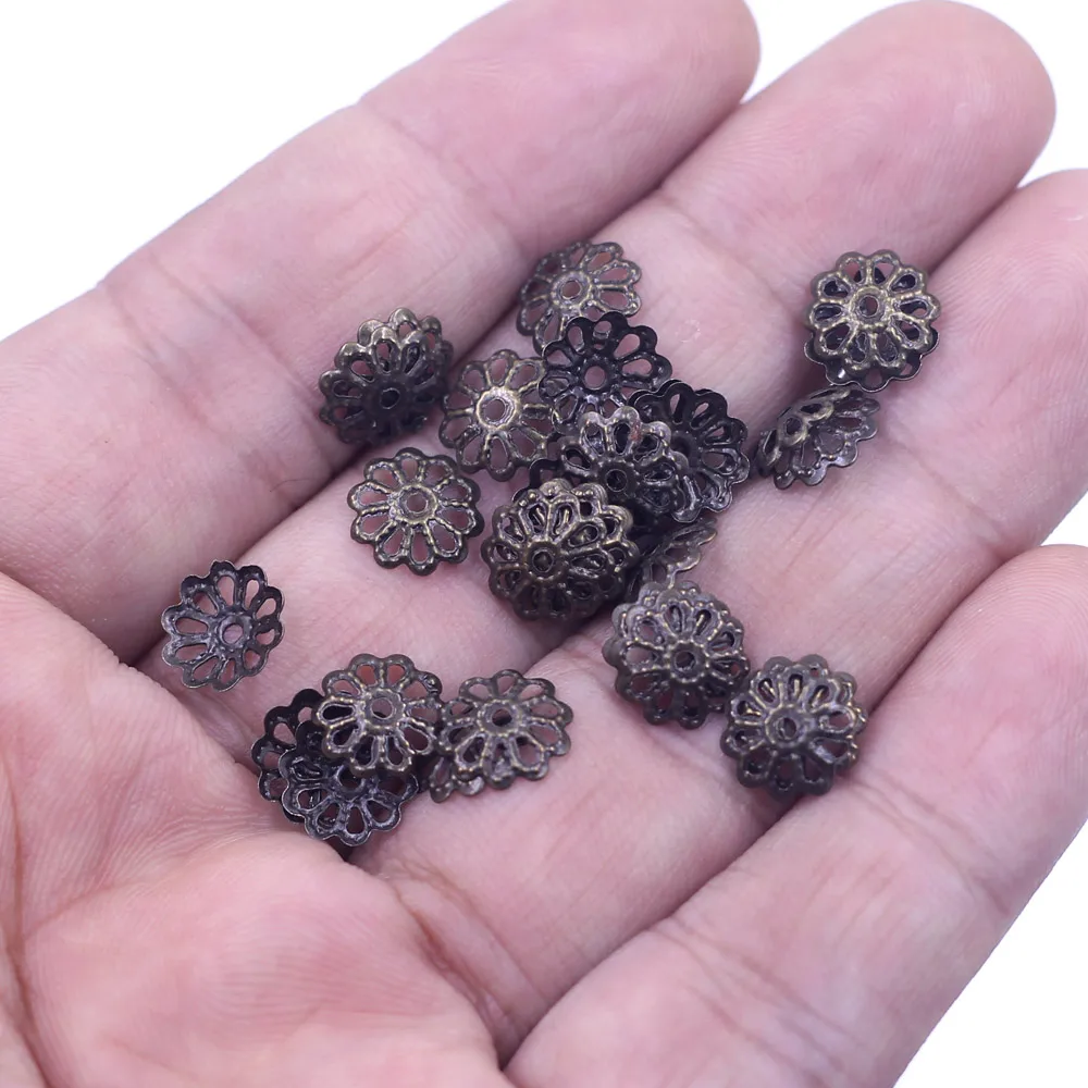 10000Pcs Bronze Tone Flower End Beads Caps Jewelry DIY Making Findings Charms 8x8mm