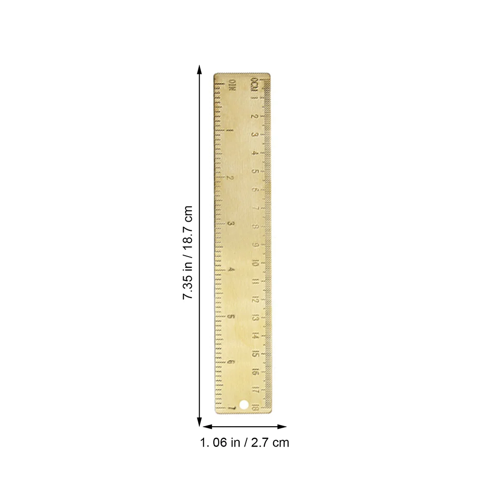 

Brass Ruler Premium Metal Straight Bookmark Decorative Multi Functional Gold Measuring Double Scale Retro Drafting Tool Light