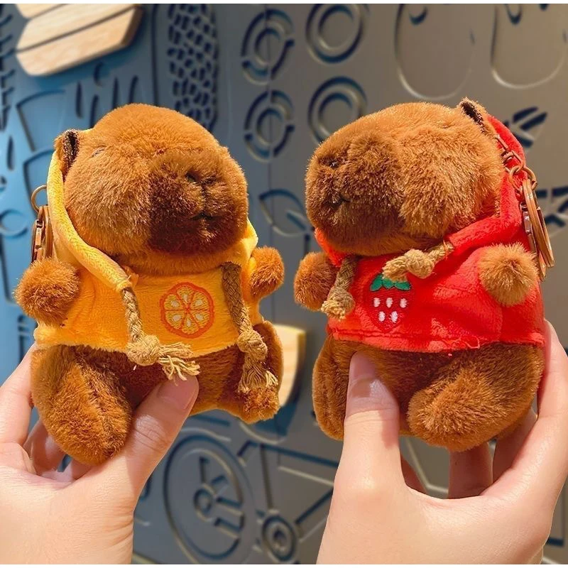 Capybara Plush Toy Keychain Creative Hoodie Kapila Doll Pendant Cute And Cartoon Bag Hanging Ornament Car Pendant Ornament Gift