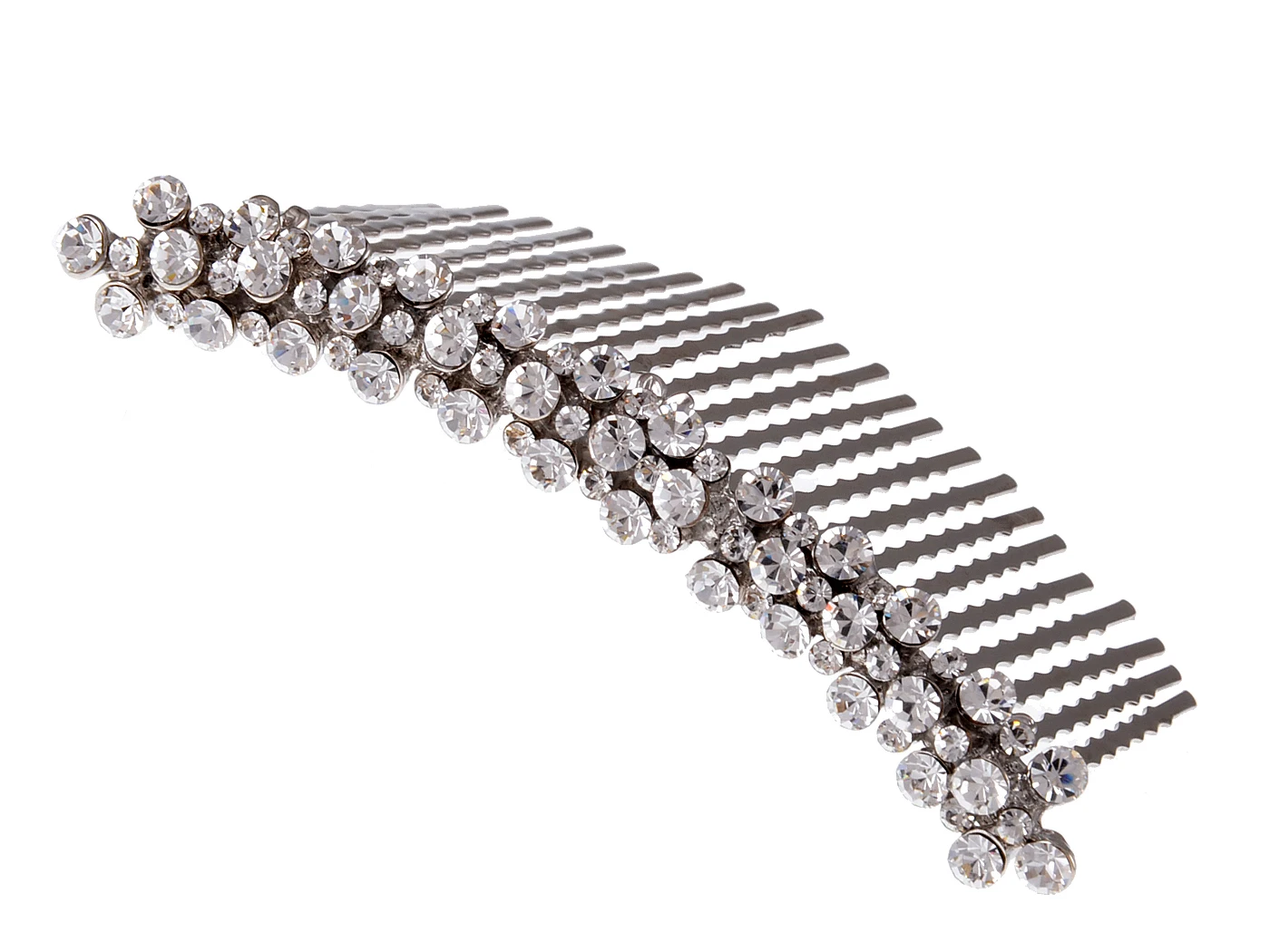 

Contemporary Elegant Silver Tone Clear Crystal Rhinestone Bridal Hair Comb