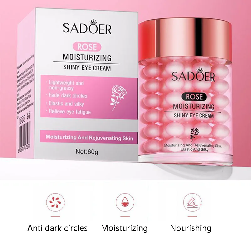 Sadoer rosa creme para os olhos anti círculos escuros remoção sacos de olho endurecimento hidratante beleza cremes para os olhos produtos de cuidados com a pele