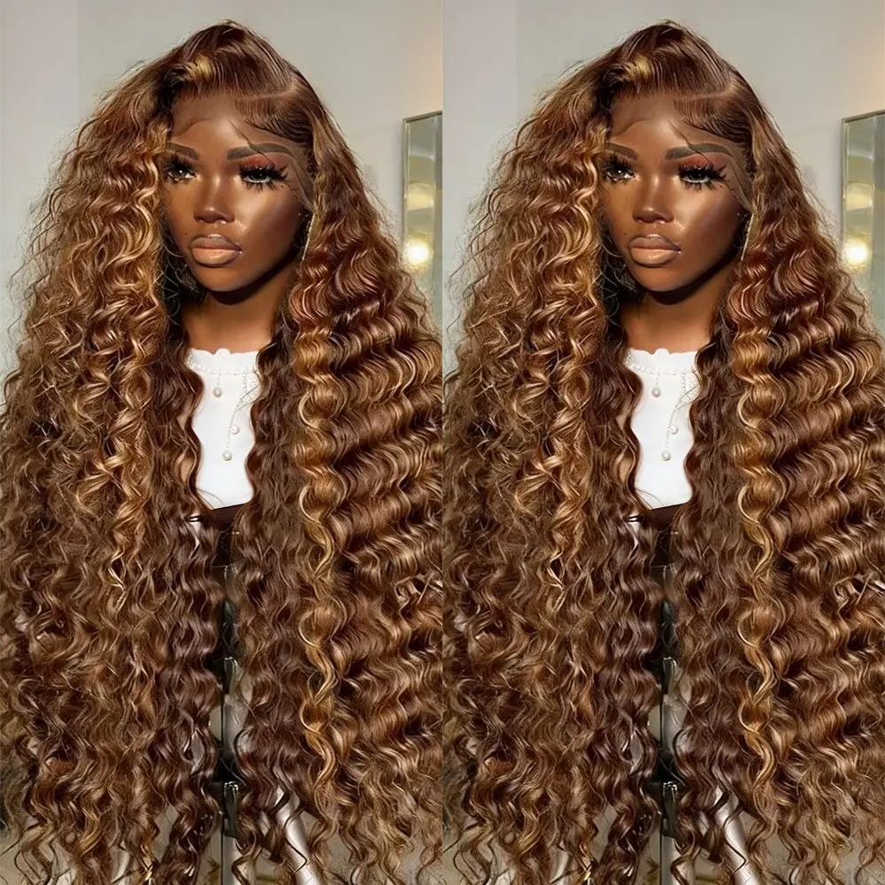 

Парик с кружевной передней частью из натуральных волос, 4/27, омбре, медово-русый, кудрявый, 13x4 HD, плотность 200%