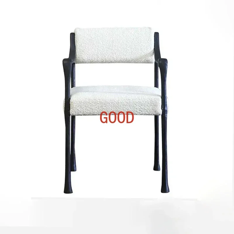 

Design Retro Style Iron Copper Dining Chair Model Room Villa Restaurant Private House