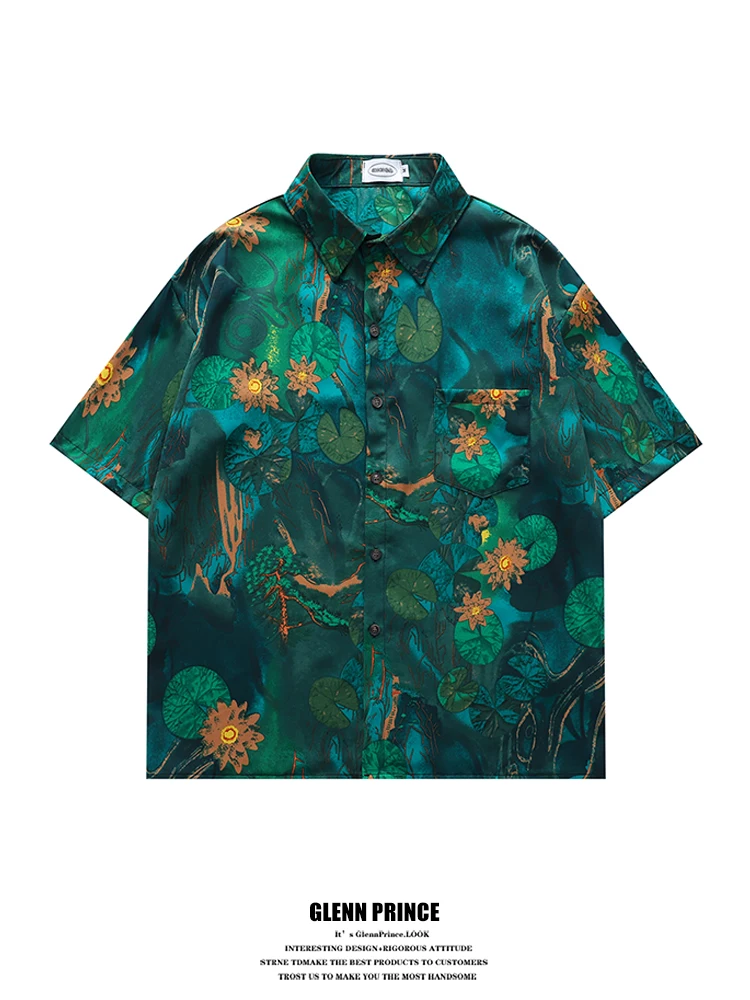 

een Oil Painting ort Sve irt Men's Summer Retro Sli Vintage 80s irt Loose Fit Polyester Fiber Breathable Skin-...