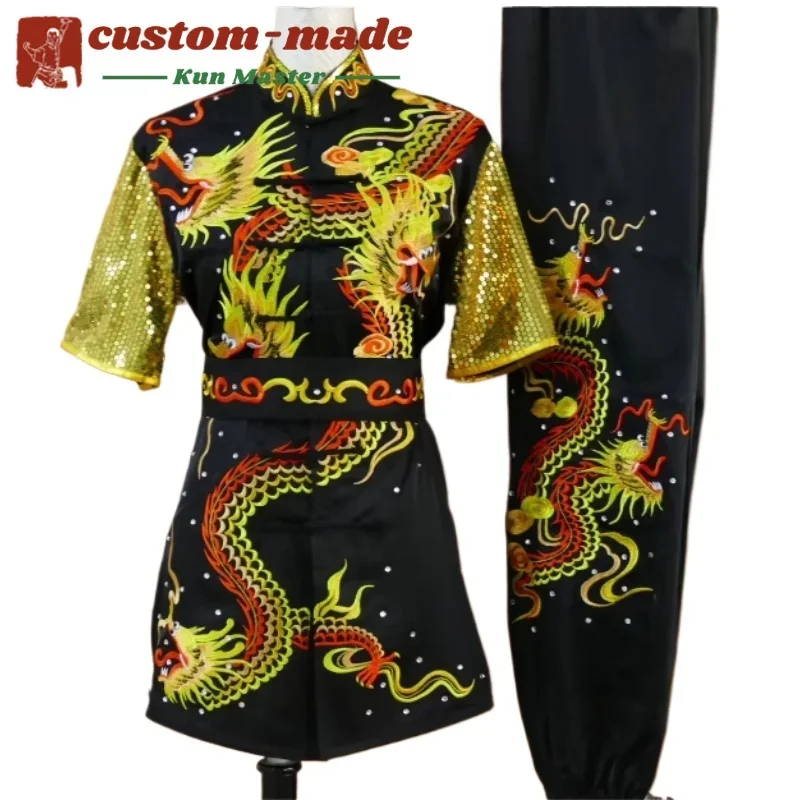 

Униформа для боевых искусств на заказ, костюм кунг-фу с вышивкой дракона, длинный кулак южного кулака, усиленный для соревнований по форм кунг-фу