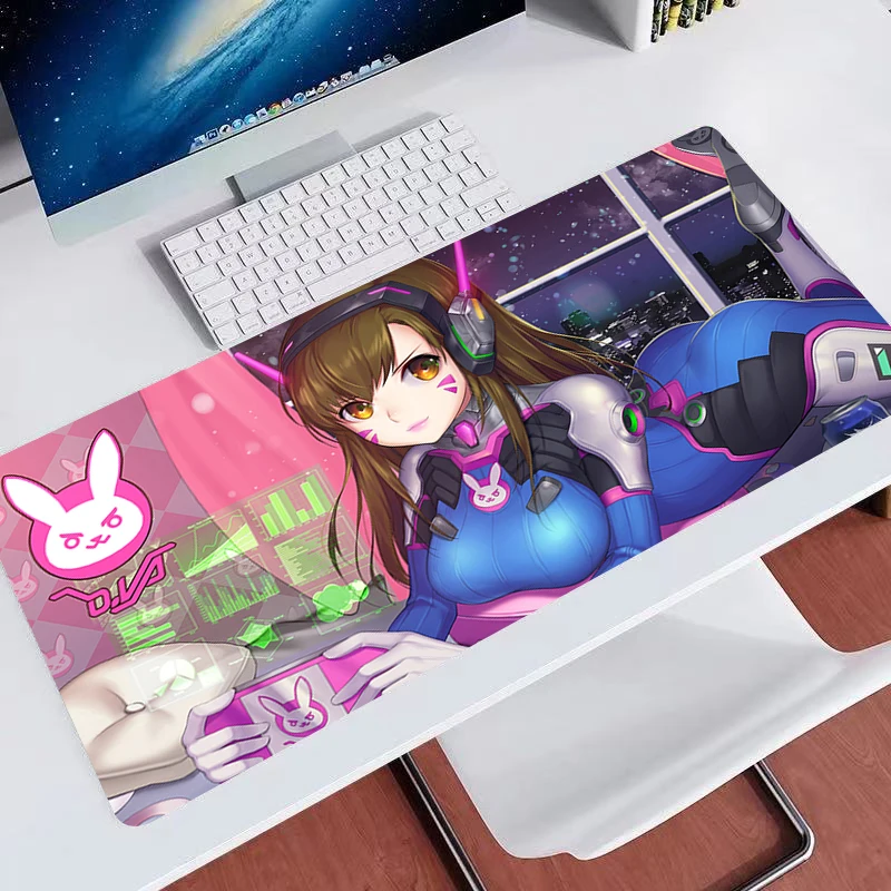 Large Mouse Pads Overwatch D.Va Gaming Mouse Pad Deskpad with Stitched Edges and Non-Slip Rubber Base Extended 900x400 Mouse Pad