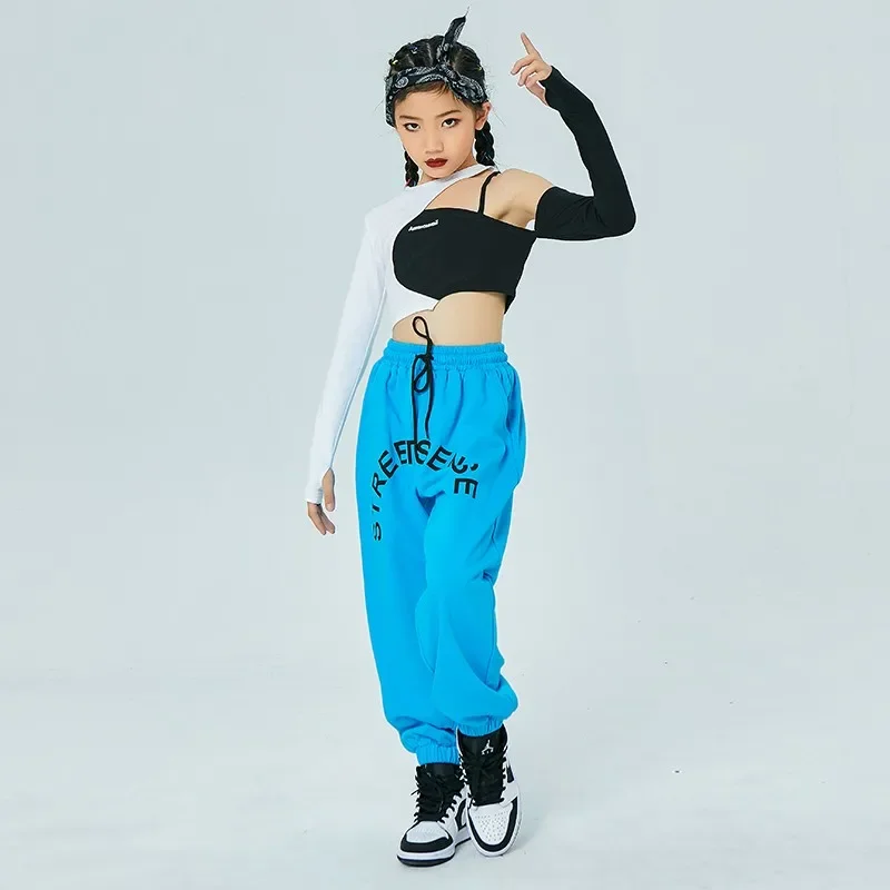 Vestito Hiphop nero verde ragazze Jazz Street Dance abbigliamento bambini Hip Hop Practice Clothes Summer Jazz Dance Costumes