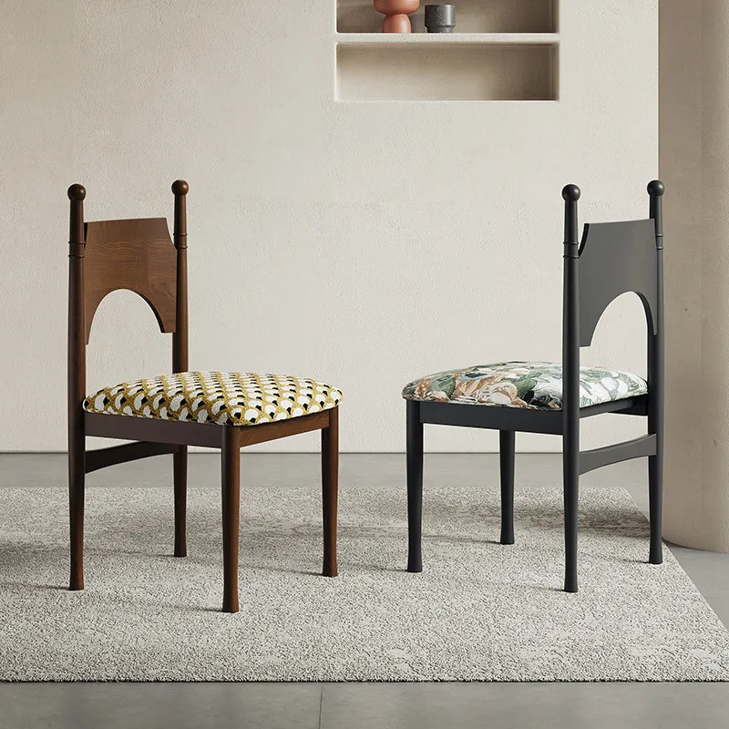 yjq antique style personalized dining chair household retro flower cloth backrest modern simple dining table and chairs
