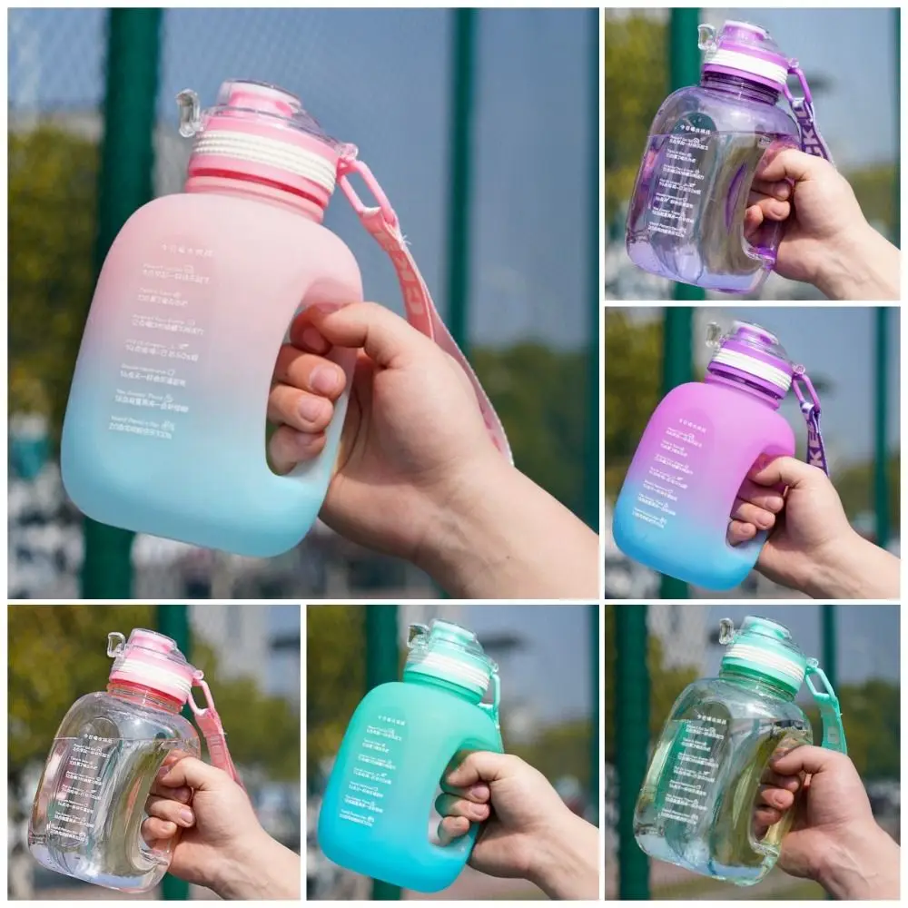 1.2L Sports Water Bottle Large Capacity Gradient Color Big Ton Ton Barrel with Handle Durable Travel Kettle Summer