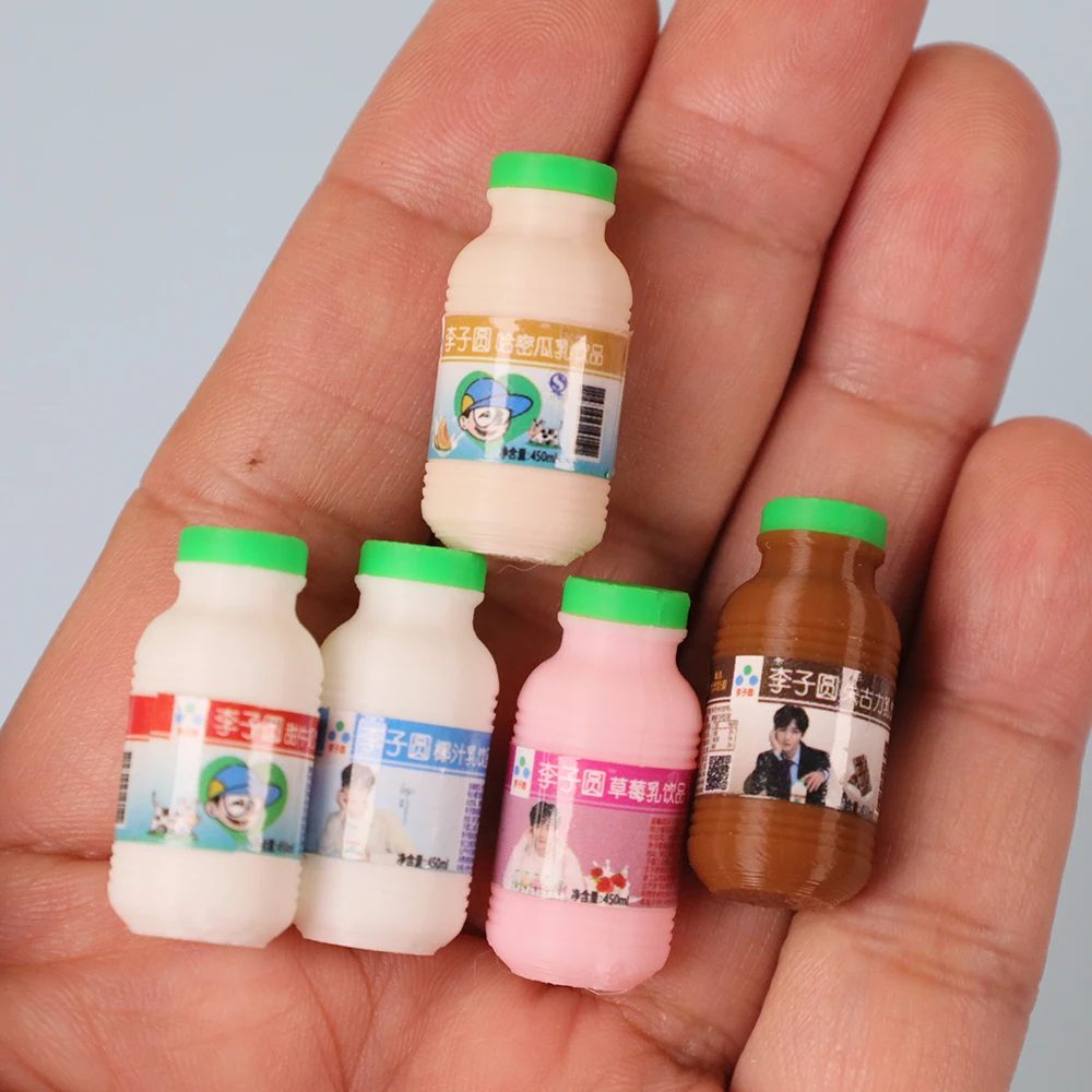 1/12 Scale Dollhouse Miniature Lid Can Be Opened Mini Milk Bottle Model for Blyth BJD Doll Accessories Kids Gift