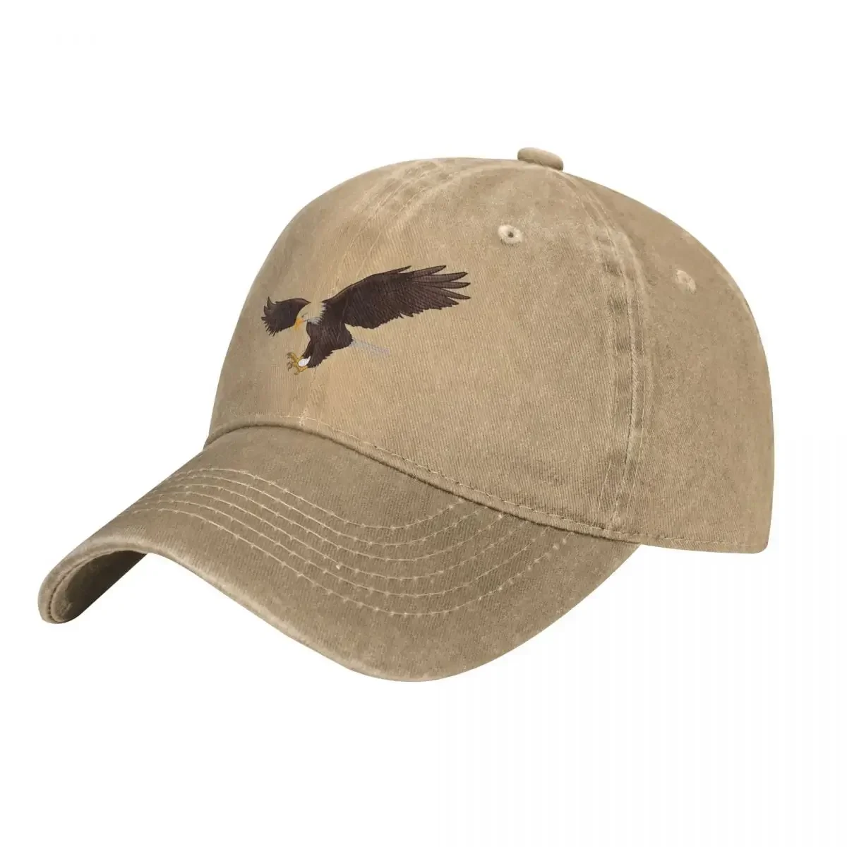 Bald Eagle Washed Baseball Cap Hunting Streetwear Trucker Hat Spring Women Fishing Print