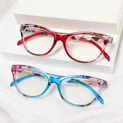 Cat Eye Reading Glasses Women Men Ultralight Resin Flower Print Presbyopia Eyeglasses Lightweight Floral Hyperopia Eyewear