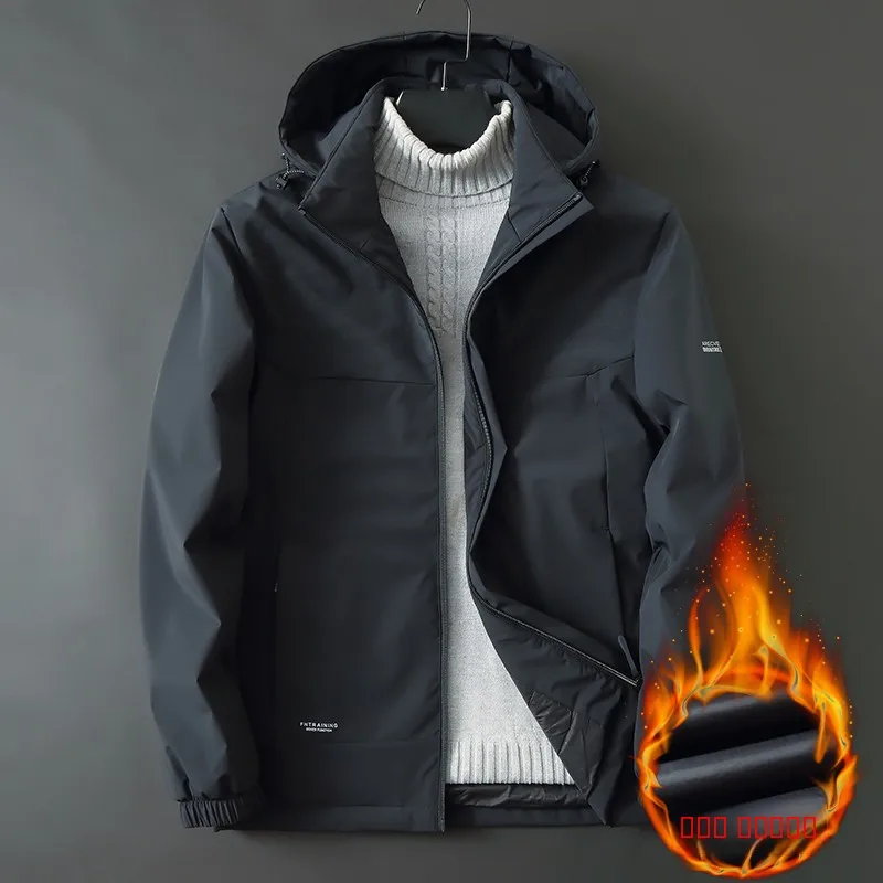 

Men's Loose Fit Cotton Jaet with Detachable Hood Warm Casual Spor Sle plus Size Comfortable Outerwear for Autumn Winter