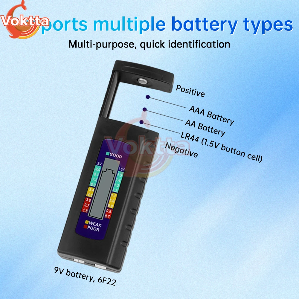 Digital Lithium Battery Tester Volt Checker for AA AAA 9V 1.5V Button Battery Multiple Size Battery Tester Voltage Meter Tools