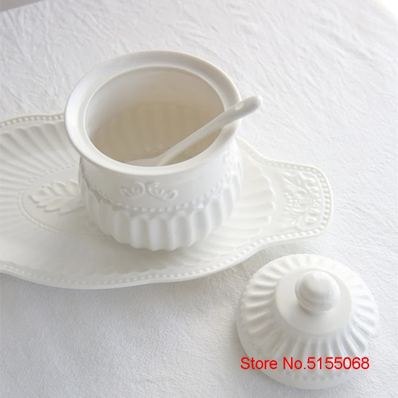 English Retro Style Baroque Art Relief Sugar Bowl Creamer Royal Court Sucrier Milk Jug Cafe Restaurant Coffee Tool Set Wholesale