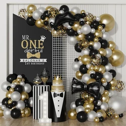 137PCs Mr Onederful Birthday Balloon Garland Arch Black and Gold Balloons For Boys 1st Birthday  Little Man Party Decor Backdrop