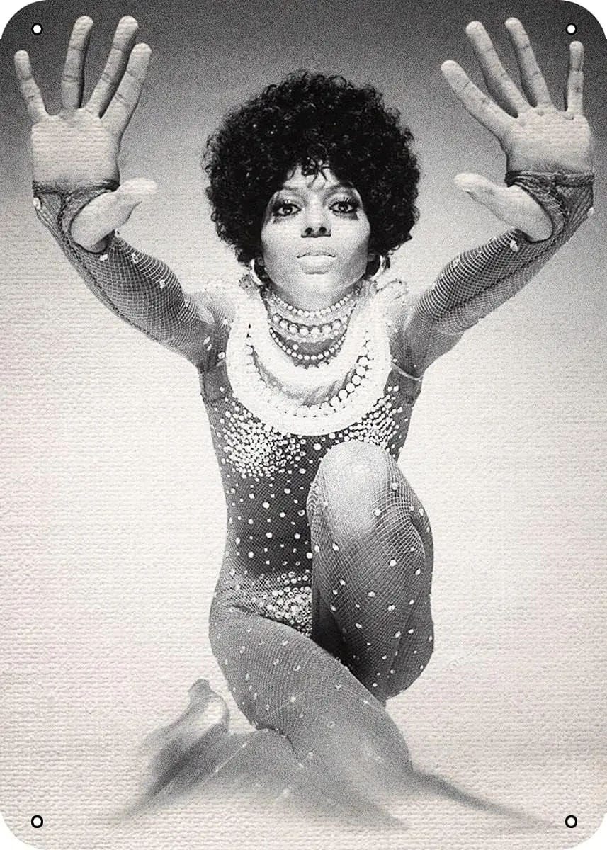 M1,Rock Stars Diana Ross retrato Sessio cartel de chapa de metal; Decoración de pared
