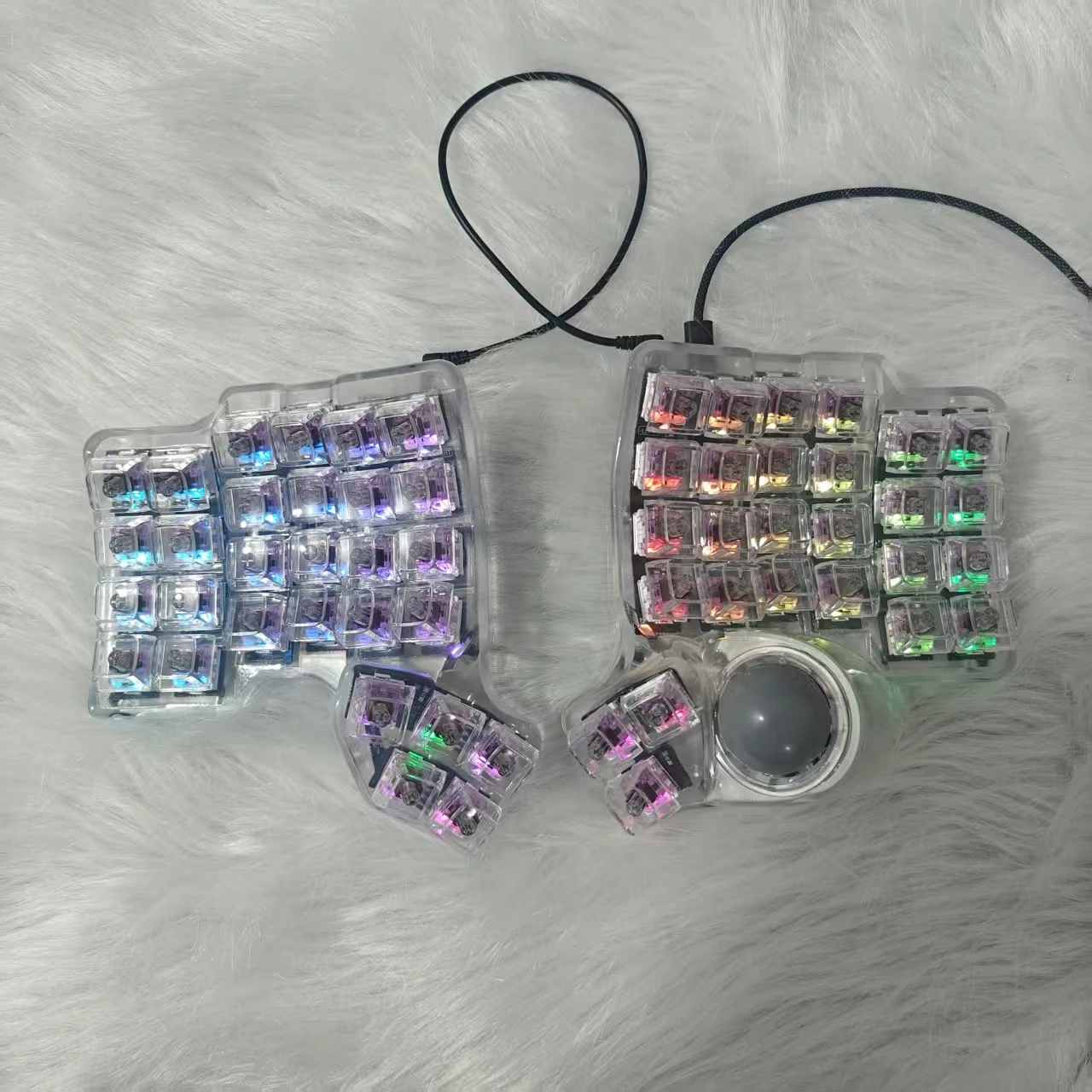 

Charybdis 4X6 Camber Split Track Ball Клавиатура Изготовленный на заказ Прозрачный акриловый корпус Сварочный переключатель RGB VIAL Проводная разделенная клавиатура Комплект