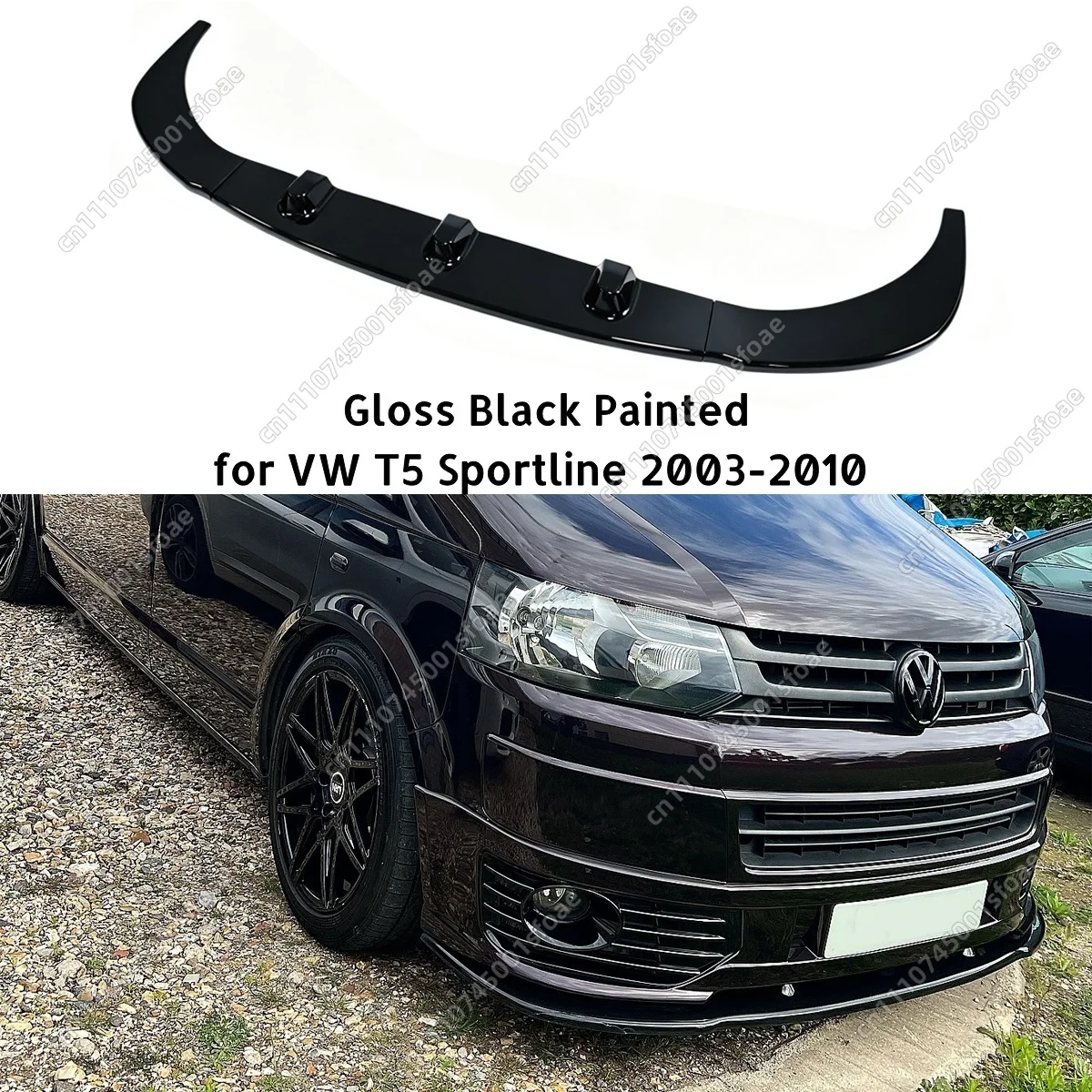 Maxton Style Front Splitter for VW Transporter T5 Sportline 2003 2004 2005 2006 2007 2008 2009 Custom Bodykits Tuning Gloss ABS