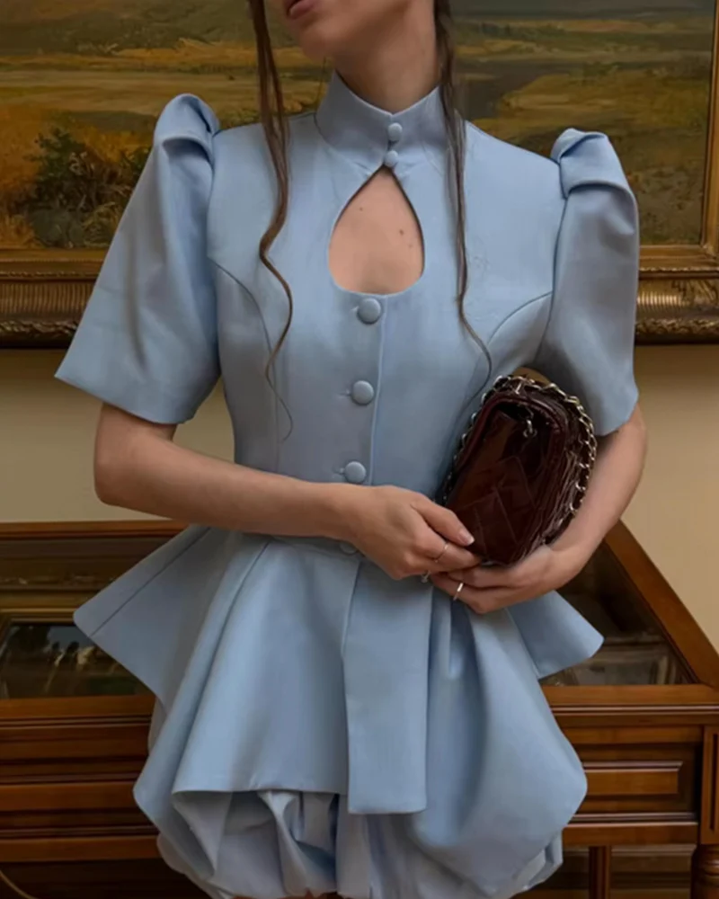 Chemisier Femme 2026 Nouvelle Collection Été Manches Bouffantes Ajusté Élégance Automne Chic Personnalité Haut pour Femme