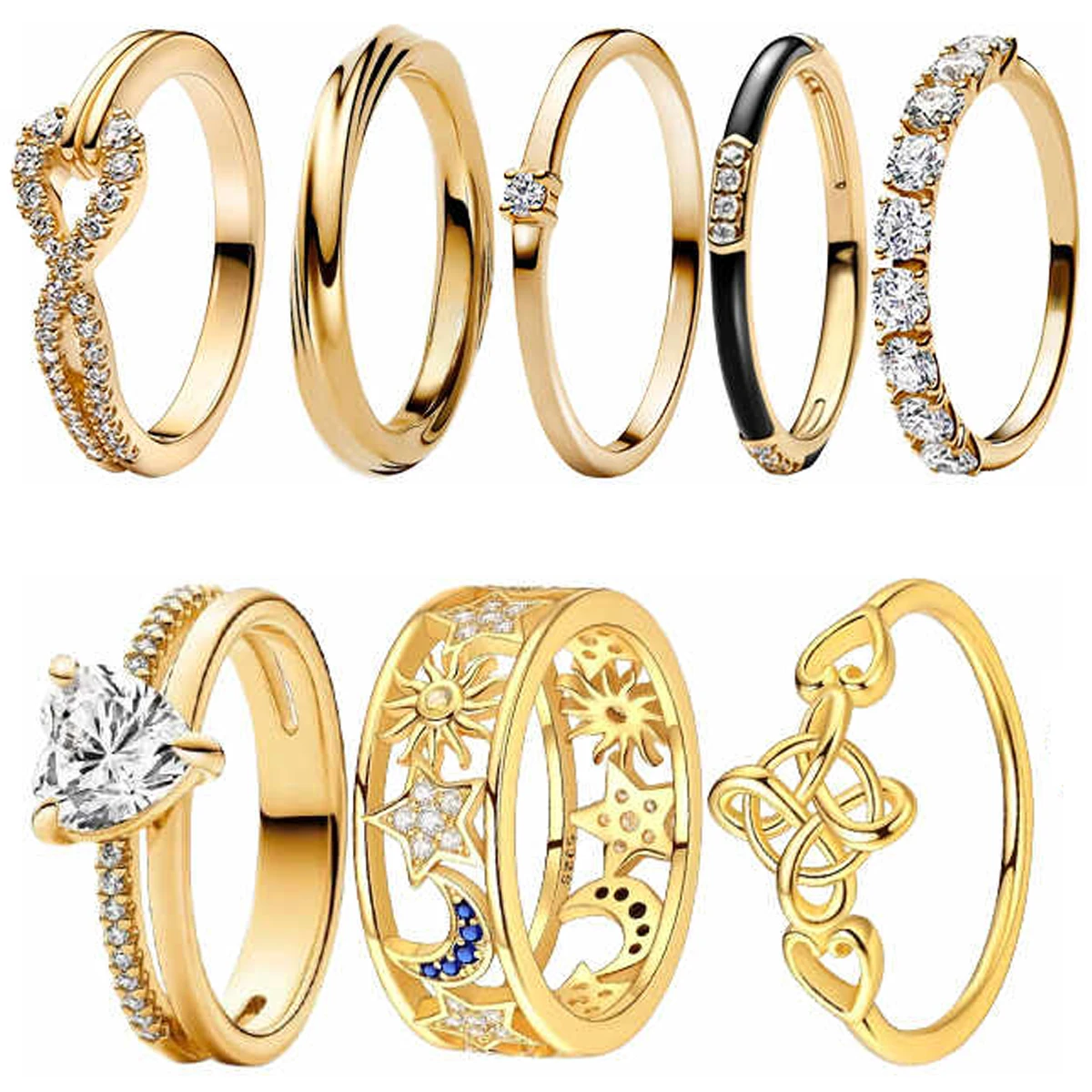 

Лидер продаж, кольца из стерлингового серебра 925 пробы 6 7 8 9, кольцо с сердечком и луной, кольцо с короной для женщин, ювелирные изделия, вечерние, роскошный подарок на день Святого Валентина