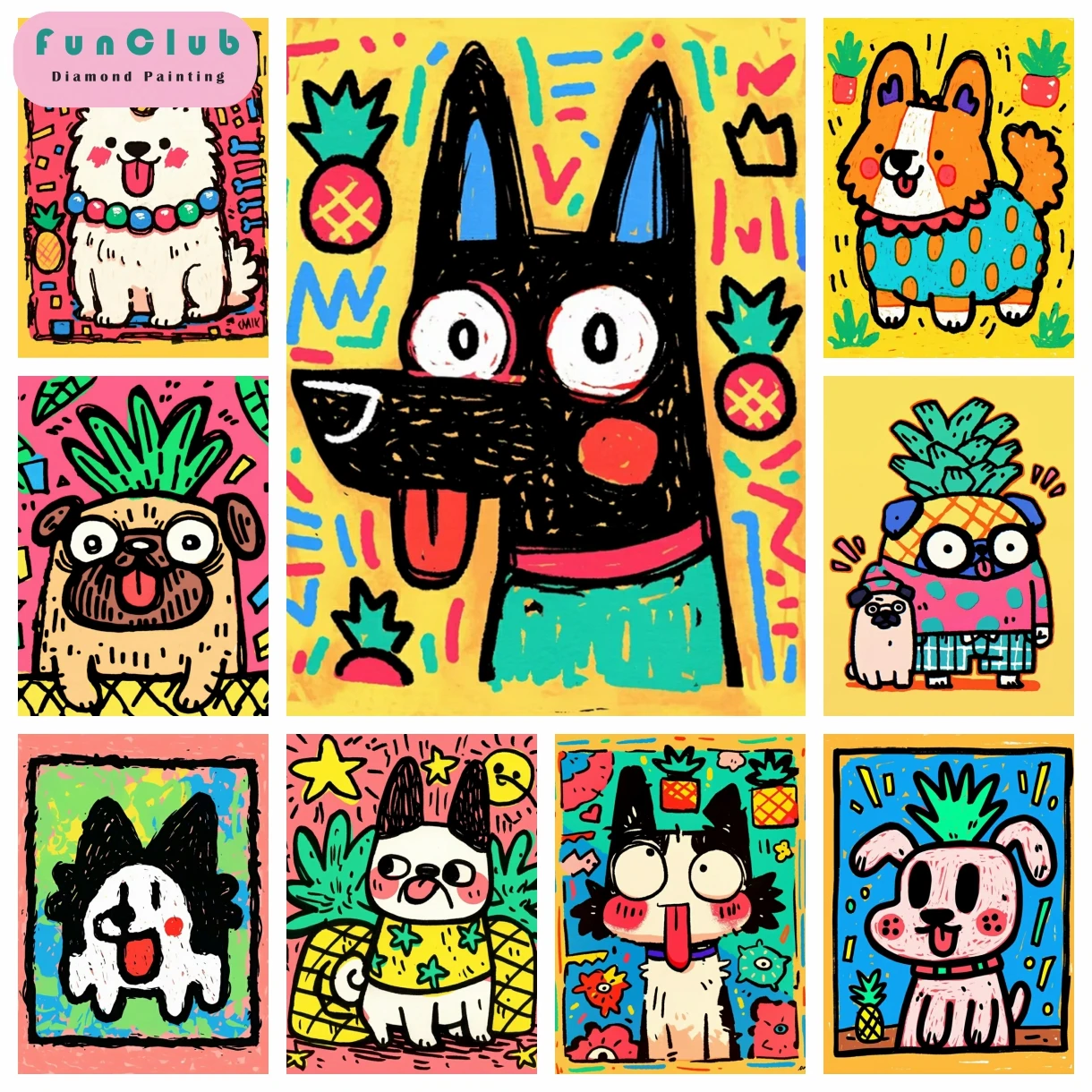 

DIY Cute Animal Diamond Painting Fun Dog Full Round Diamond Mosaic Embroidery Landscape Cross Stitch Set Art Home Decor Kid Gift