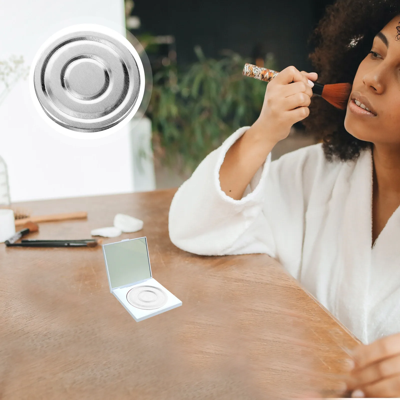 3 個のアルミアイシャドウパン耐久性のあるメイクアップパレットライナー軽量アイシャドウ収納トレイアイシャドウライナー