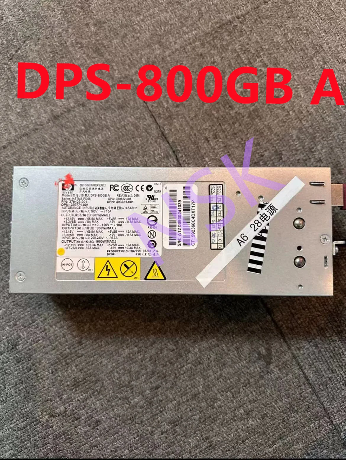 Original PSU DPS-800GB A For HP 380 350 370G5 1000W Power Supply  HSTNS-PD05 399771-B21 379123-001 403781-001 403781-001