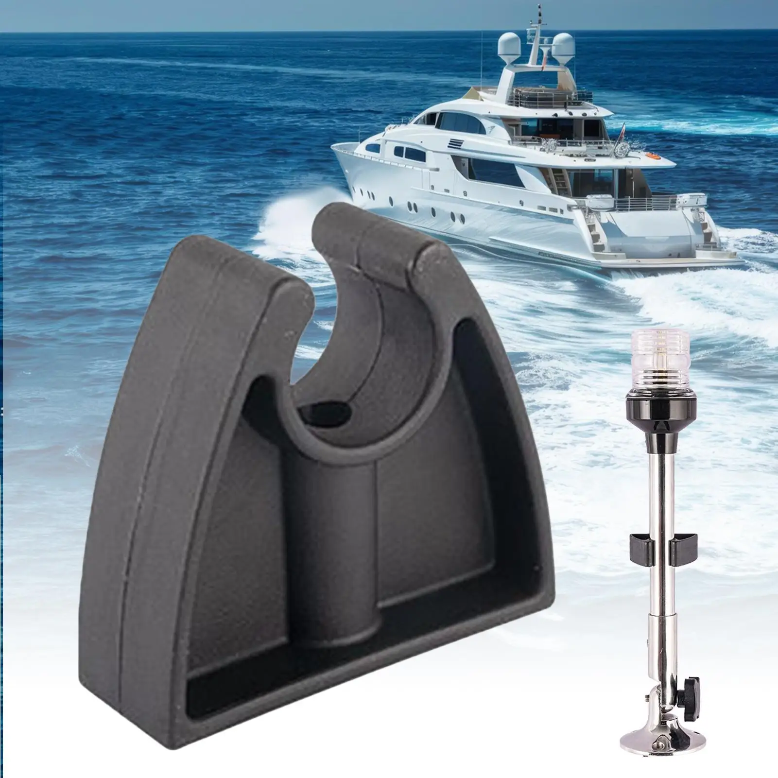 

Boat Pole Light Holder Clips, Black Marine Storage Organizer for Deck Wall Mount, Kayak Ship Dock Flashlight Hook Accessories