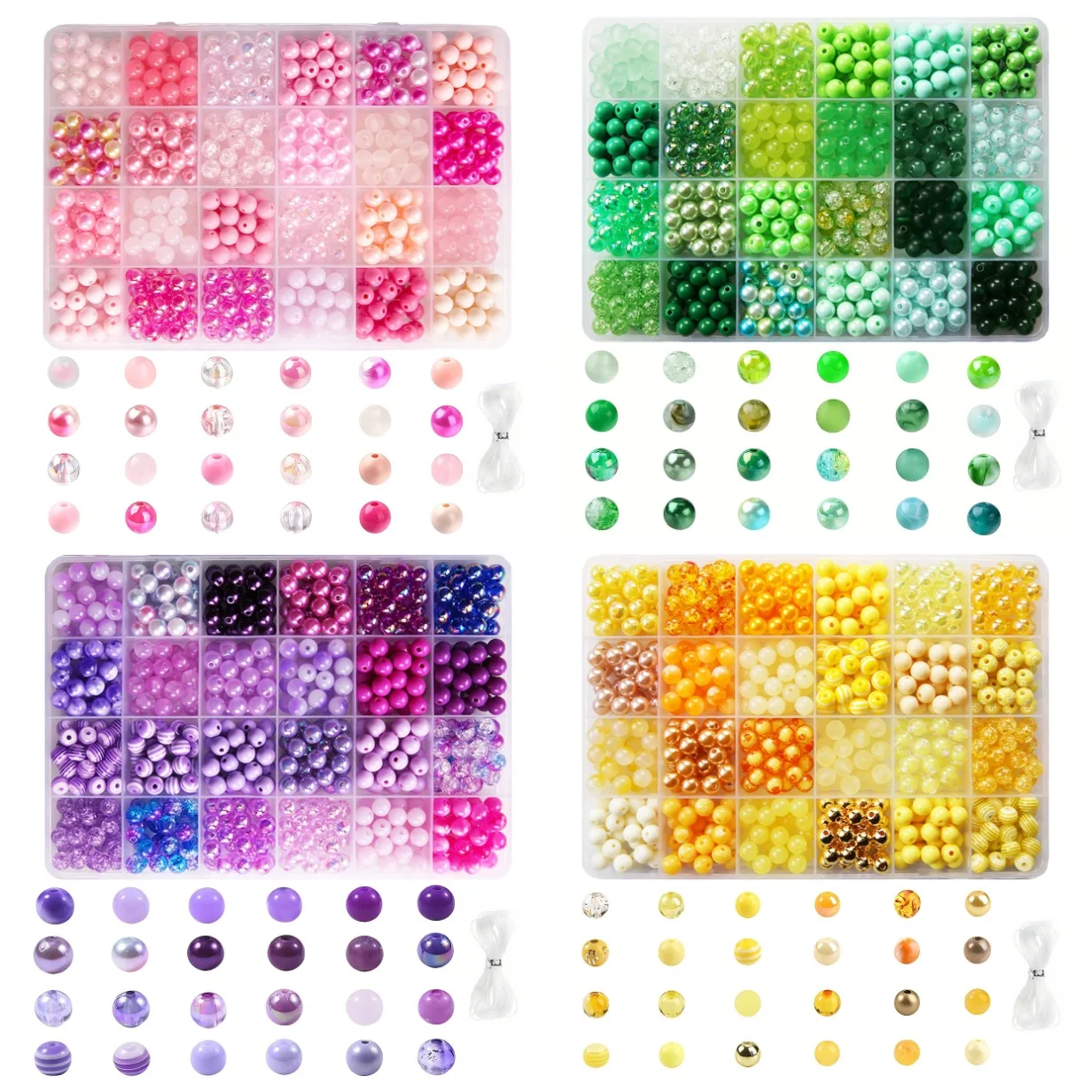 Acrylic Round Beads DIY Kit, Kids Educational Jewelry Making Toy Set for Bracelet & Necklace Handcraft