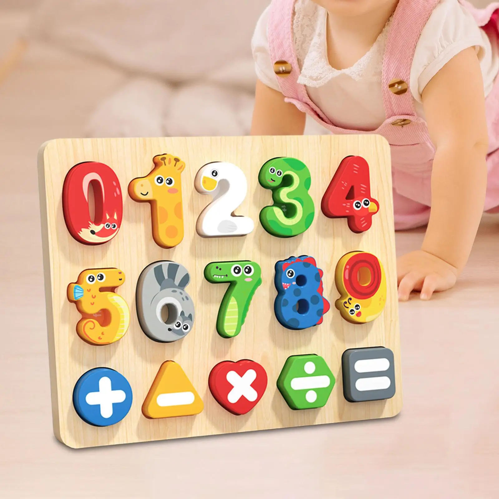 Zahlen-Tier-Puzzle, tragbar, entwicklungsfördernd, frühpädagogisch, für Kindergarten, Alter 1, 2, 3 Jahre alt, Kinder, Jungen, Mädchen, Geschenke