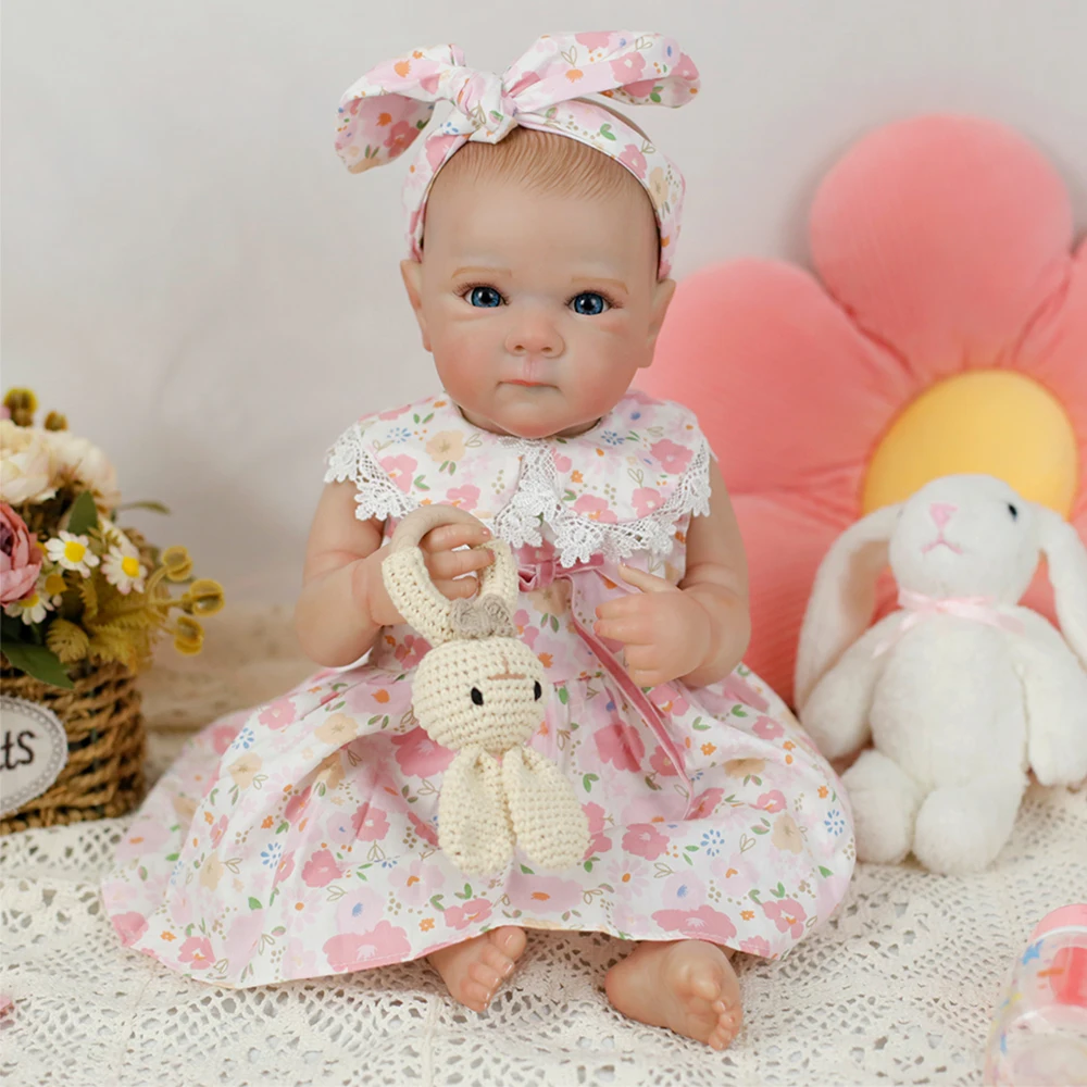 19인치 리본 베이비돌 베티, 파란 눈, 수제 3D 피부, 눈에 띄는 정맥, 사실적인 머리카락, 베베 리본 장난감 선물