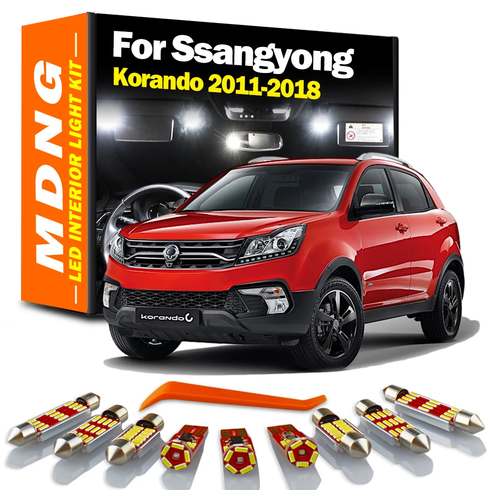 MDNG Canbus LED Interior Map Dome Light Kit Ssangyong Korando 2011 2012 2013 2014 2015 2016 2017 2018 Car Accessories Led Bulbs