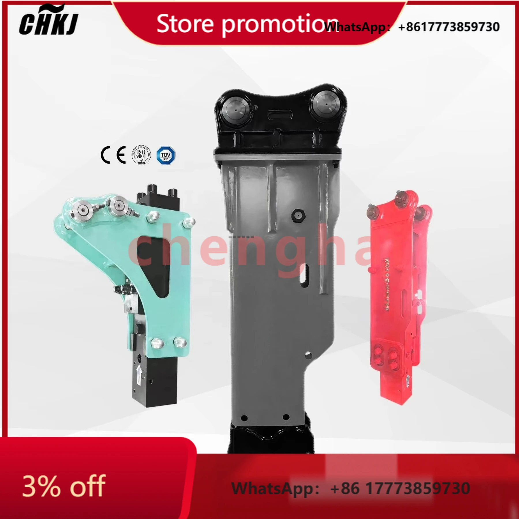 

CHKJ-2025NEWFactory Wholesale bobcat S70 Mini Excavator Attachments Construction Concrete Machinery Partsrock Breaker Hammer