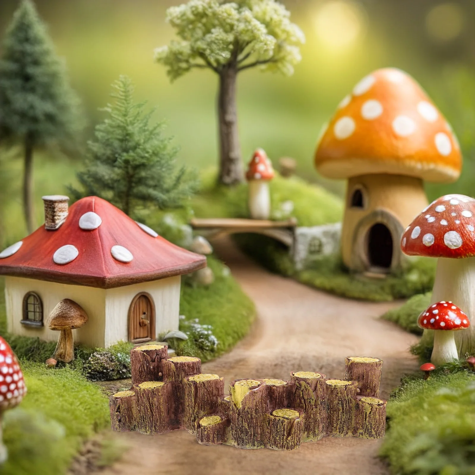 3 قطعة جذع شجرة مصغرة الراتنج الأحمر البني الاصطناعي حديقة التماثيل الجنية حديقة طاولة الرمل المشهد ديكور الراتنج جذع شجرة #4