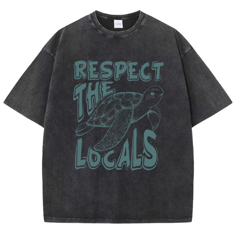 Respect The Locals To Protect Sea Turtles Print Women Washed T-Shirts Loose Comfortable O-Neck Cotton Tops Casual Female Clothes