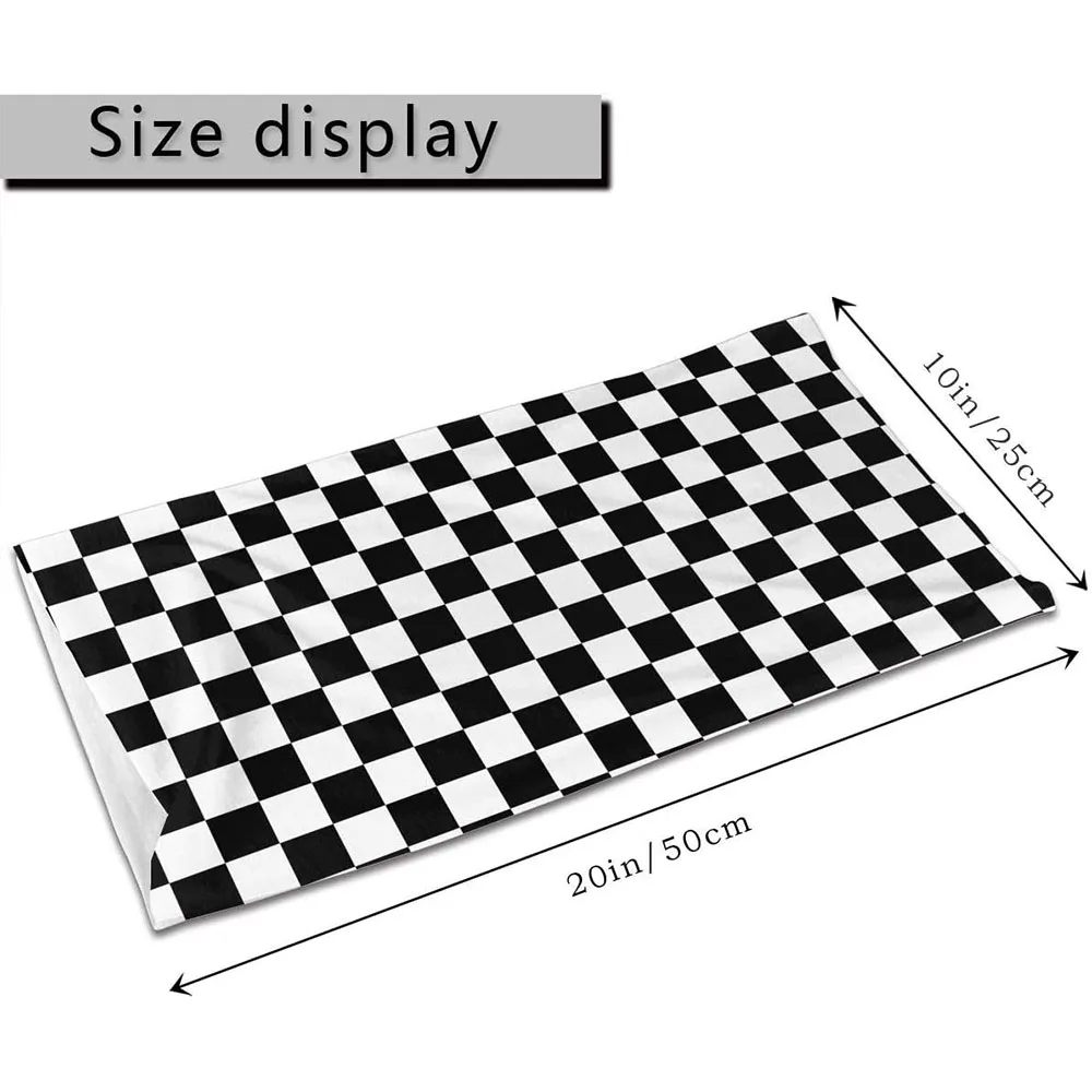 Checkerboard Pattern Bandanas Geometric Black White Plaid Checkered Racing Flag Neck Gaiter Men Women Cycling Face Cover Shield