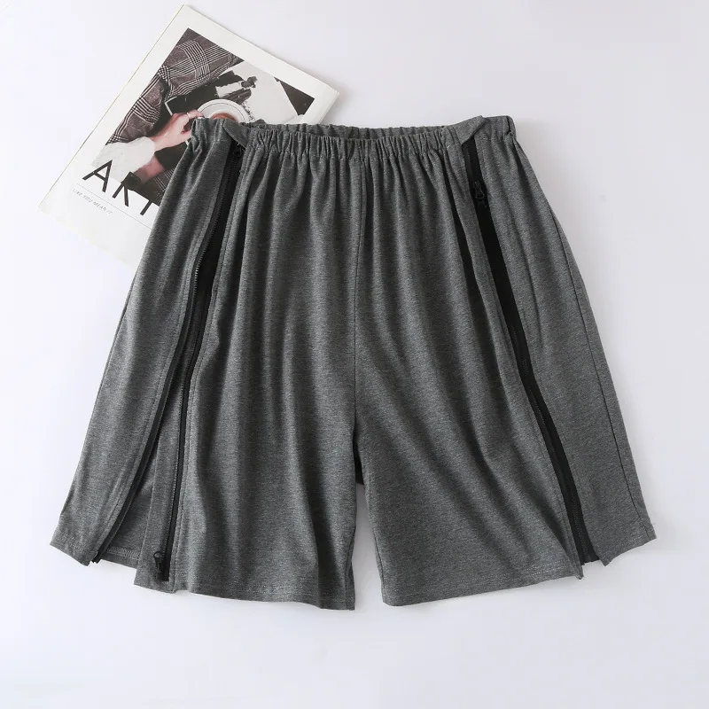 Pantalones cortos de algodón para pacientes, una pieza, espalda abierta, fractura, parálisis cosida en cama, cambio de vendaje, cuidado de recuperación Unisex, ropa de verano